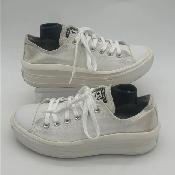 Chuck Taylor All Star Move White Classic Canvas Platform Lace up Women Size 9.5 - Picture 1 of 15